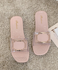 Stylish Versatile Black Clear Peep Toe Slide Sandals