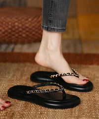 Summer New Black Chain Flip Flops Slide Sandals