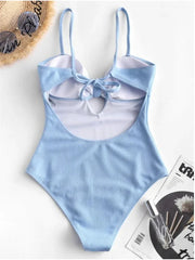 Swimwear Front Tie Push Up Padded One Piece Swimsuit Deep V Neck Bathers Bathing Suit Backless Swimming Suit Monokini