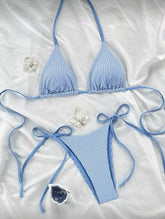 Swimwear Striped Print Brazilian Thong Bikini Set