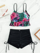 Vintage Black Floral Print Bikini Set
