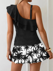 Vintage Black Maple Print Tankini Set