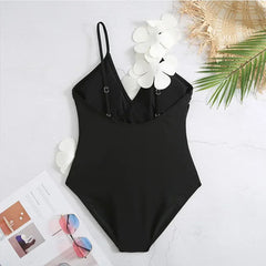 White Flower Swimsuit High Waist Skirt Bikini Black 3 Piece Monokini Brazilian Conservative Bathing Suit Swimwear QJY