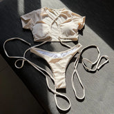White Swimsuit short sleeve Two Piece Bikini Set