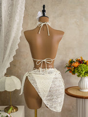3 Piece Floral Embroidered Bikini Set