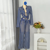 4 Pieces Bikinis Striped Mesh Cover Up Set