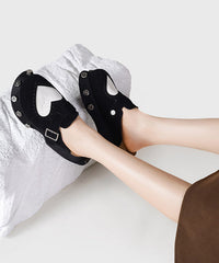 Black Love Splicing Rivet Slide Sandals