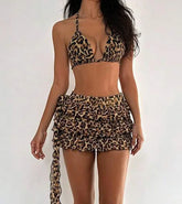 Classic Leopard Print 3 Piece Bikini Set