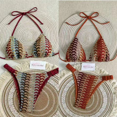 Multi Color Wave Knit 2 Piece Bikini Set