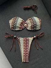 Multicolor Wavy Crochet 2 Piece Bikini Set
