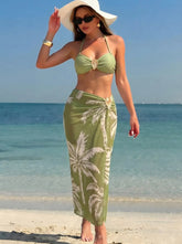 Olive Green Textured Halter Bikini Set