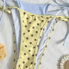 Polka Dot Contrast Bikinis Set
