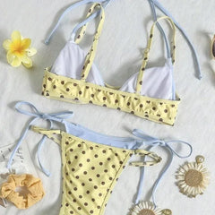 Polka Dot Contrast Bikinis Set
