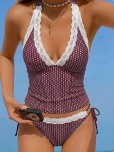 Polka Dot Lace Trim 2 Piece Swimsuits Tankini Set