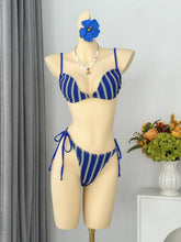 Red White Striped Bikini Set