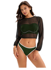 3 Piece Swimsuit Long Sleeve Cover Up Bikini Set
