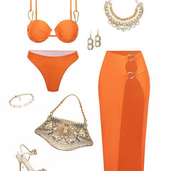 Solid 3 Piece Bikini Set