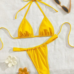 Solid Bright Yellow 2 Piece Bikini Set