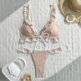 Solid Ribbed Textured Bikini Set