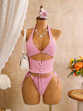 Solid Textured Bubble Fabric 2 Piece Bikini Set