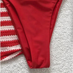 Stripe Crochet Short 3 Piece Bikini Set