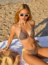 Striped Halter Bikinis Triangle Bikini Set