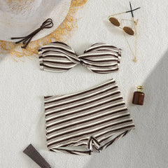 Striped Ribbed 2 Piece Tankini Set