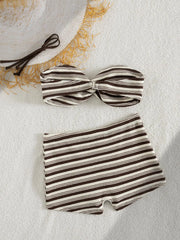 Striped Ribbed 2 Piece Tankini Set