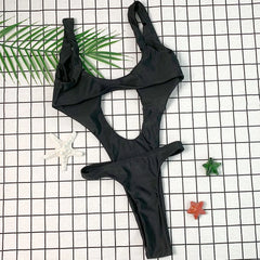 White Cut Out One Piece Swimsuit Buckle Belt High Cut Thong Bathing Suit Sleeveless High Stretch Nylon Beach Swimwear