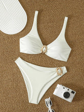 White Solid Color High Waist Bikini Set