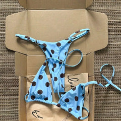 Light Blue Polka Dot Bikini Set