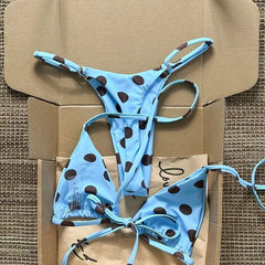 Light Blue Polka Dot Bikini Set
