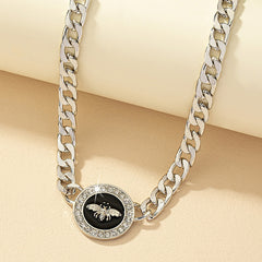 Round Bee Diamond Necklace