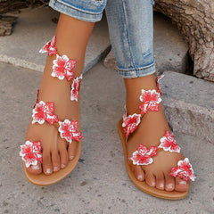 Red Flower Casual Beach Sandals