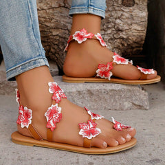 Red Flower Casual Beach Sandals