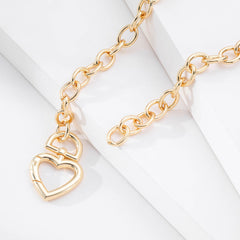 New gold thick chain necklace love pendant collarbone chain