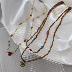Vintage Natural Stone Double Layer Necklace