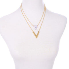 Artificial Marble Triangle Pendant Multi-Layer Necklaces