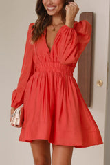 Dream of Love Long Sleeve Elastic Waist Mini Dress