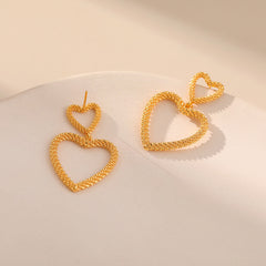 Three-dimensional Hollow Love Earrings