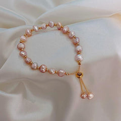 Bracelet Elegant Baroque Natural Pearl Zircon Bee Pendant Sweet Jewelry