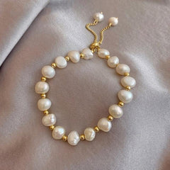 Bracelet Elegant Baroque Natural Pearl Zircon Bee Pendant Sweet Jewelry