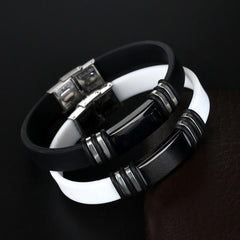 Bracelet Stainless Steel Smooth Glossy Silicone Vintage Bracelet