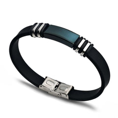 Bracelet Stainless Steel Smooth Glossy Silicone Vintage Bracelet