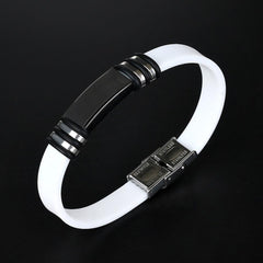 Bracelet Stainless Steel Smooth Glossy Silicone Vintage Bracelet