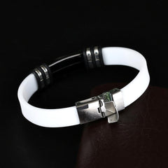 Bracelet Stainless Steel Smooth Glossy Silicone Vintage Bracelet