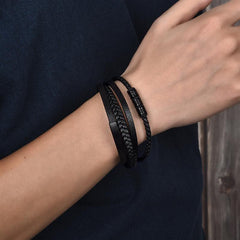 Bracelet woven Multi-layer Accessory Stainless Steel Leather Bracelet