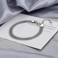 Bracelet 925 Sterling Silver Multilayer Simple Adjustable Bangle