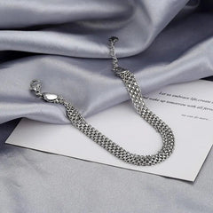 Bracelet 925 Sterling Silver Multilayer Simple Adjustable Bangle