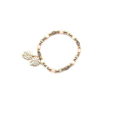 Bracelet Multi Color Colorful Crystal Leaves Elastic Bangle Acrylic Beads